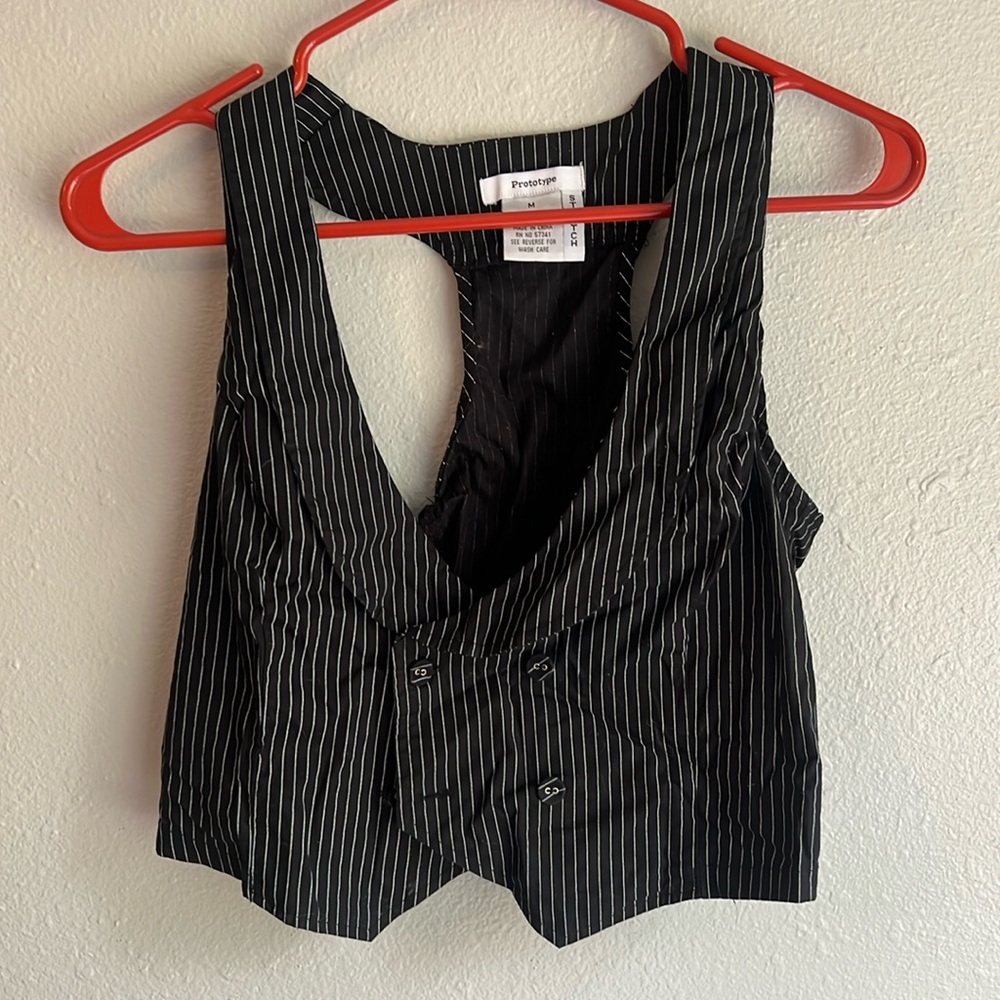 Pinstripe crop vest medium